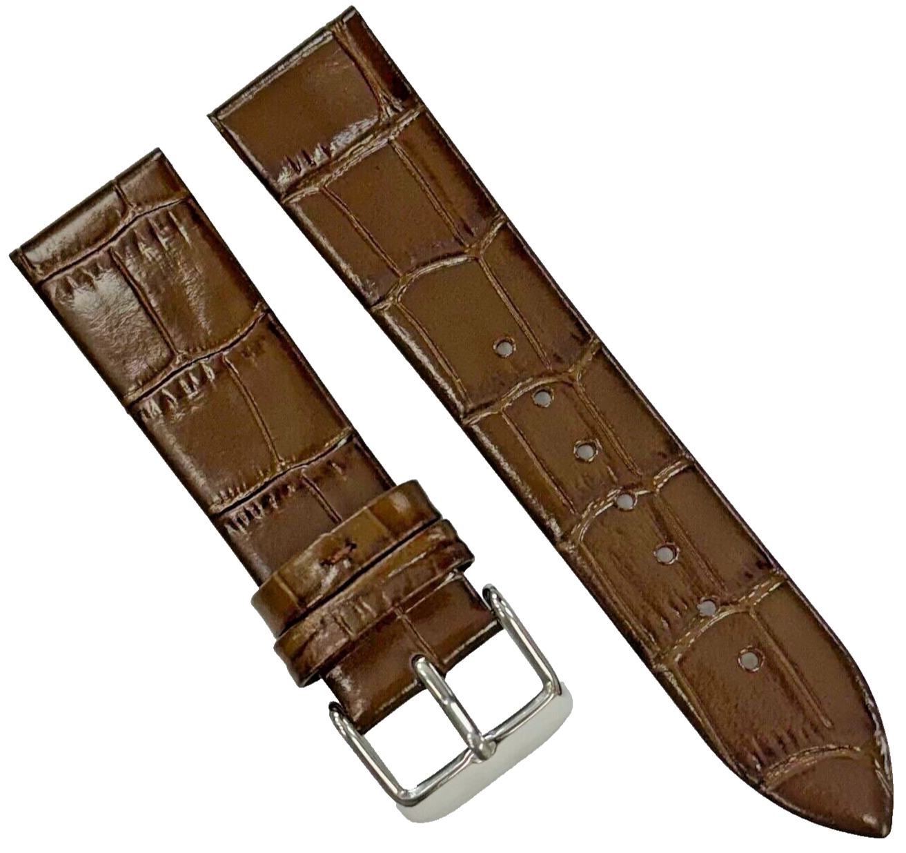 New Watch Band D.Brown Genuine Leather Alligator Grain (Flat, Short) 18x16MM