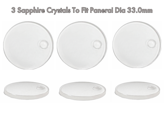 3PCS Sapphire Crystal Domed to Fit PANERAI PAM00244 AR Coating(33*3.5*2.5mm)