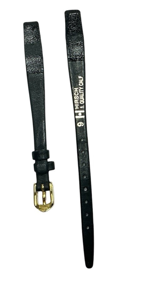 9 mm Hirsch Black Quality Calf Ladies Open Ended Watch Band