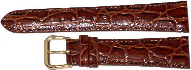 Watch Band Brown Genuine Leather Crocodile Grain Padded 12mm  ( A1 Quality)