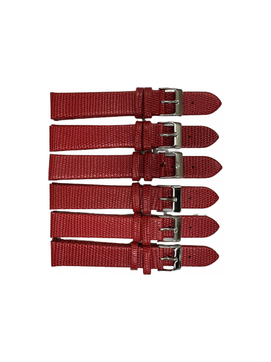 Lot of 6 Watch Bands 12- 22 mm Genuine Leather Lizard Grain Padded Best Quality