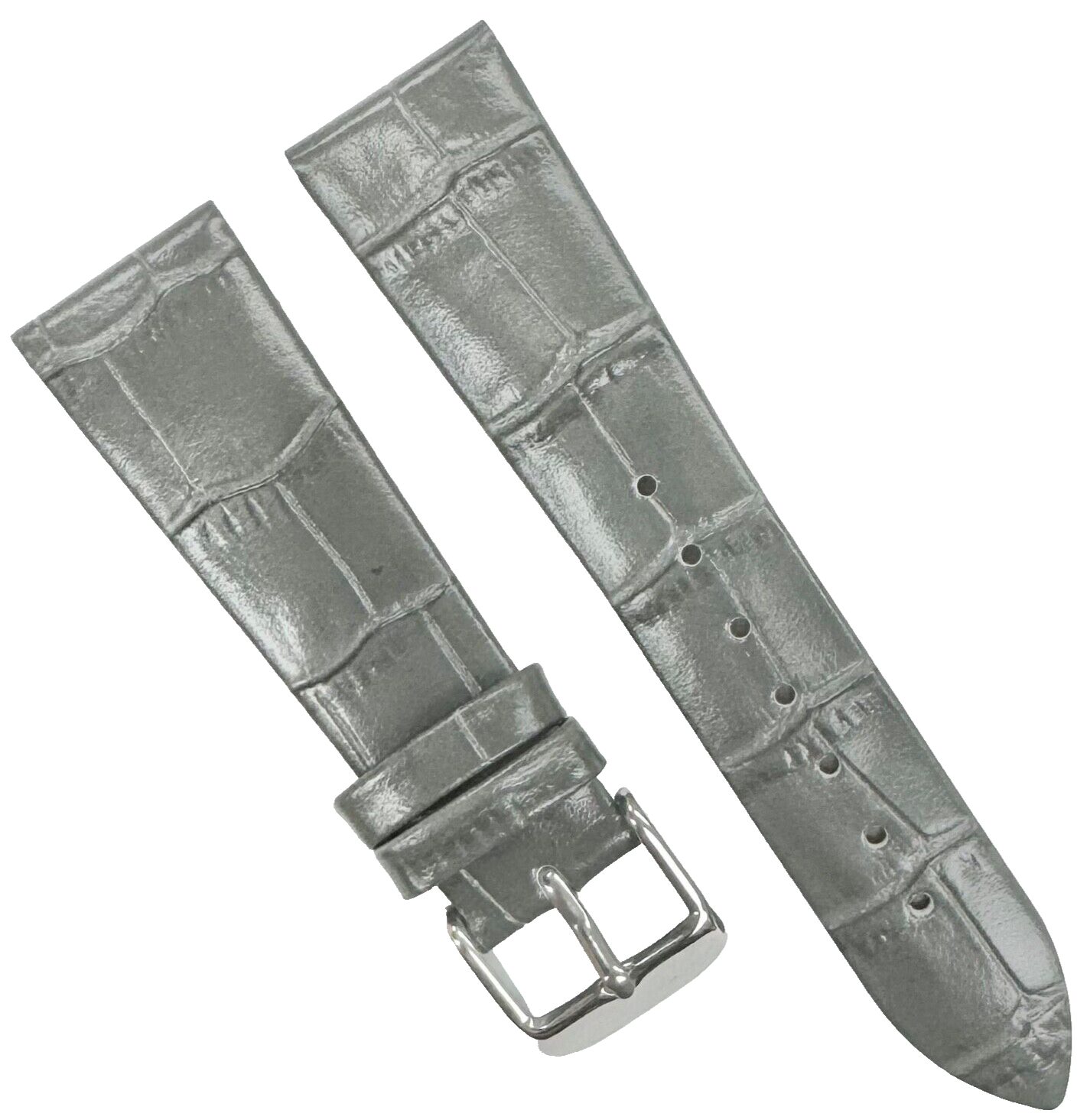 New Watch Band Dark Gray Genuine Leather Alligator Grain (Flat, Short) 20x16MM