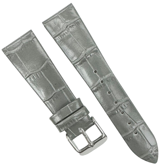 New Watch Band Dark Gray Genuine Leather Alligator Grain (Flat, Short) 20x16MM