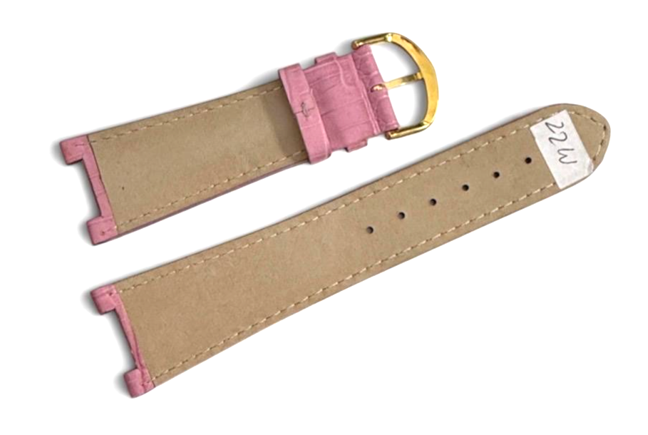 Watch Band Genuine Leather Alligator Grain Pink 22mm High Quality
