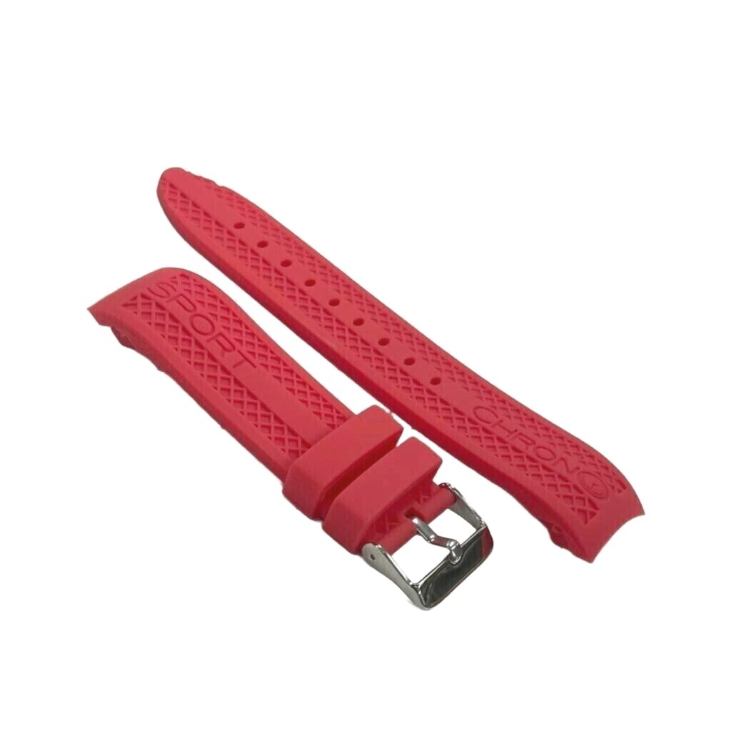 CURVED END RUGGED TEXTURED SOFT RUBBER SILICONE SPORT WATCH BAND 22MM