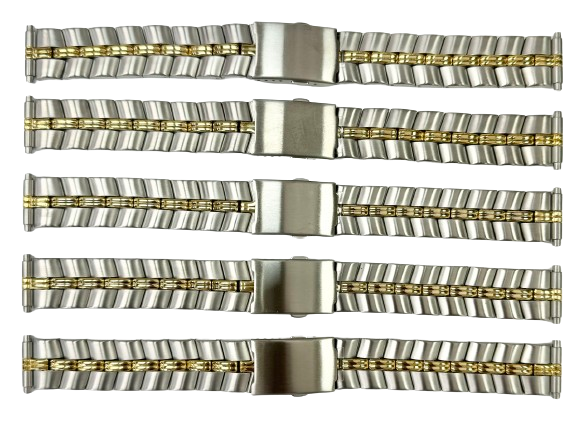 5-Bands Lot, 16MM Special Designed 2-tone Metal Band with Regular Clasp