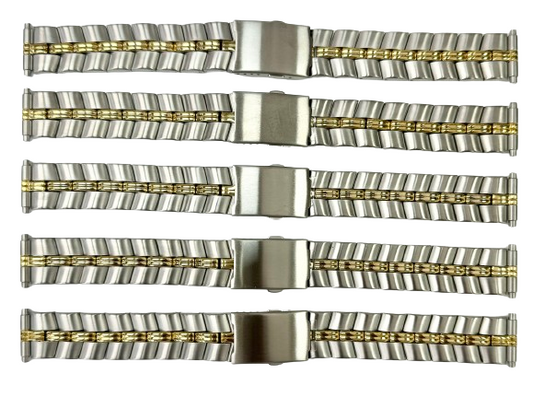 5-Bands Lot, 16MM Special Designed 2-tone Metal Band with Regular Clasp