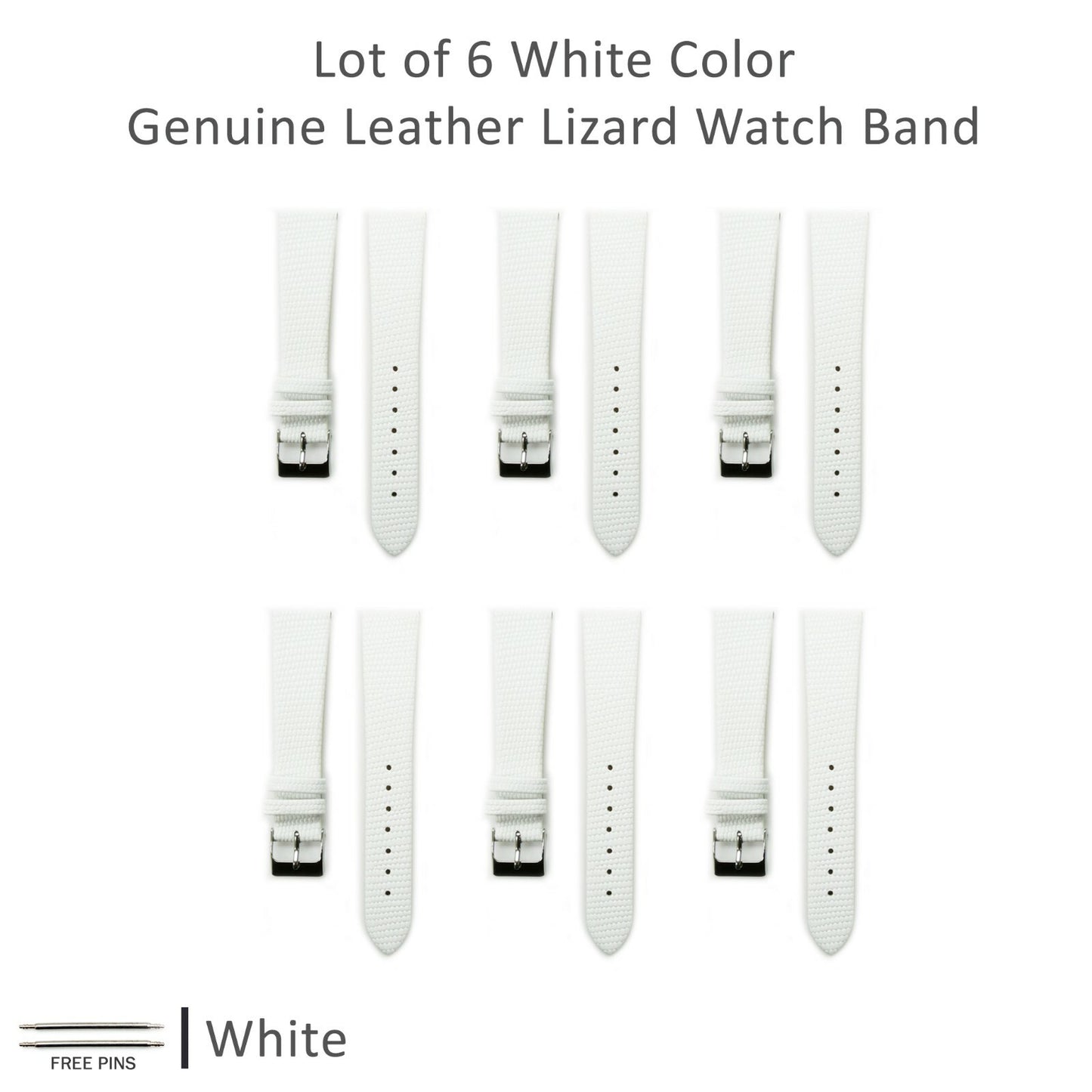  Lot of 6Pcs.Watch Bands Genuine Leather Lizard Grain Flat 12MM to 24MM 8 Colors