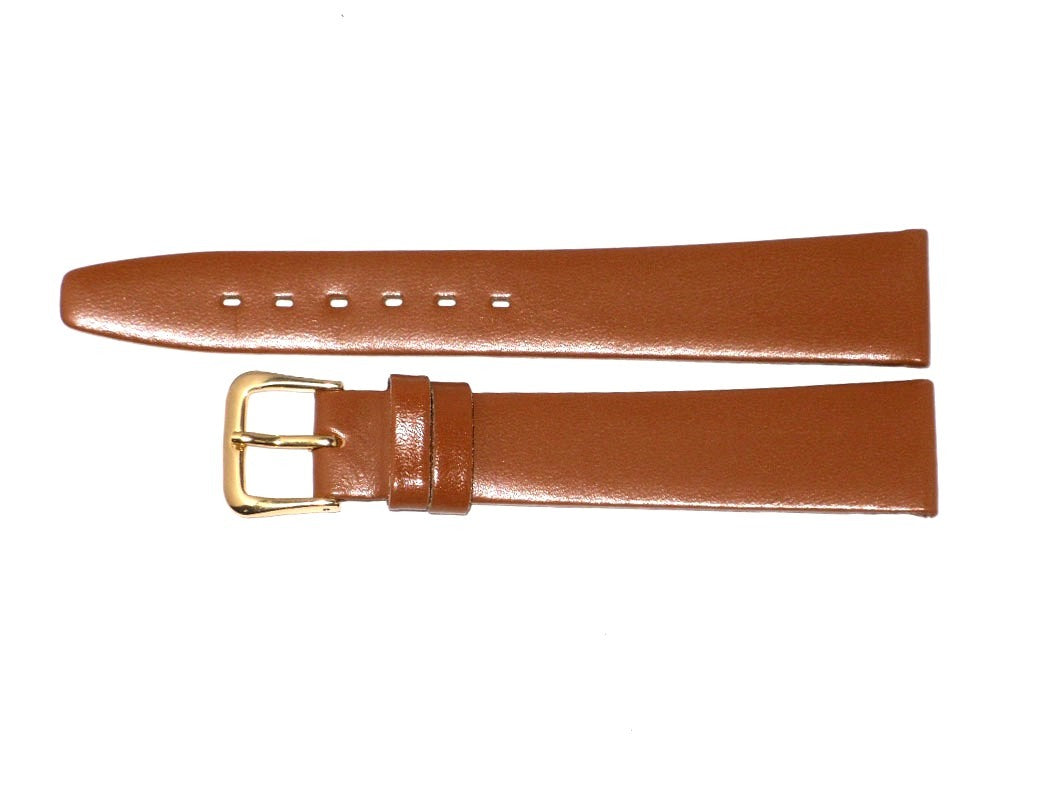 WATCH BAND TAN GENUINE LEATHER  FLAT 18MM ( A1 Quality)