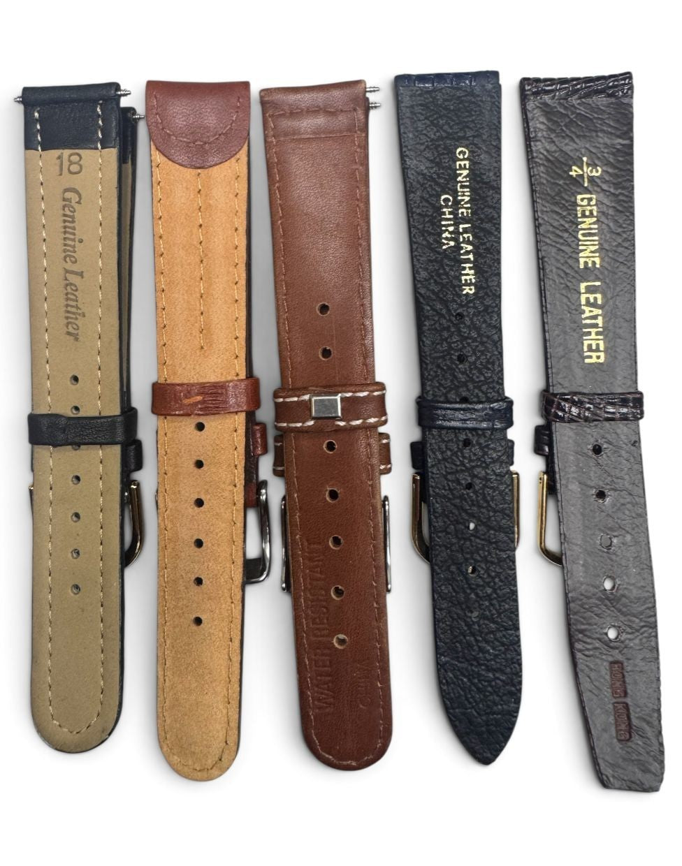 LOT OF 10 WATCH BANDS 18MM GENUINE LEATHER ALLIGATOR MIX STYLE AND COLORS