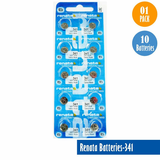 Renata 341 Watch Cell Batteries SR714SW, SWISS MADE, 0% MERCURY (Pack 10)