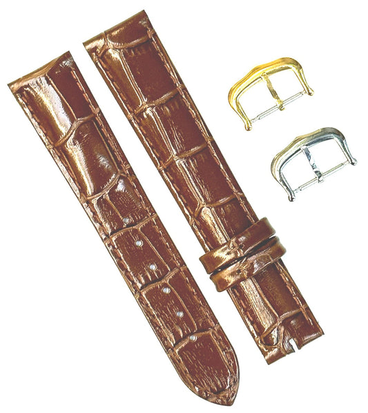 Watch Band For Cartier Tank Antique Alligator Grain Size 15x14mm D.Brown Color