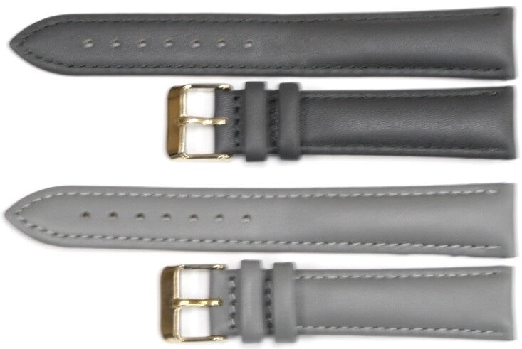 Watch Bands Genuine Leather Grey Plain Padded 16,18,20,22,24mm