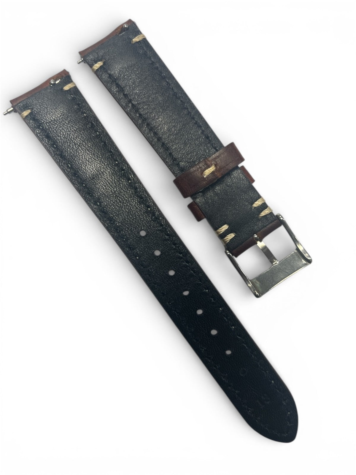 Genuine Calf Leather Dark Brown Watch Band with quick release pin 20 * 16 MM