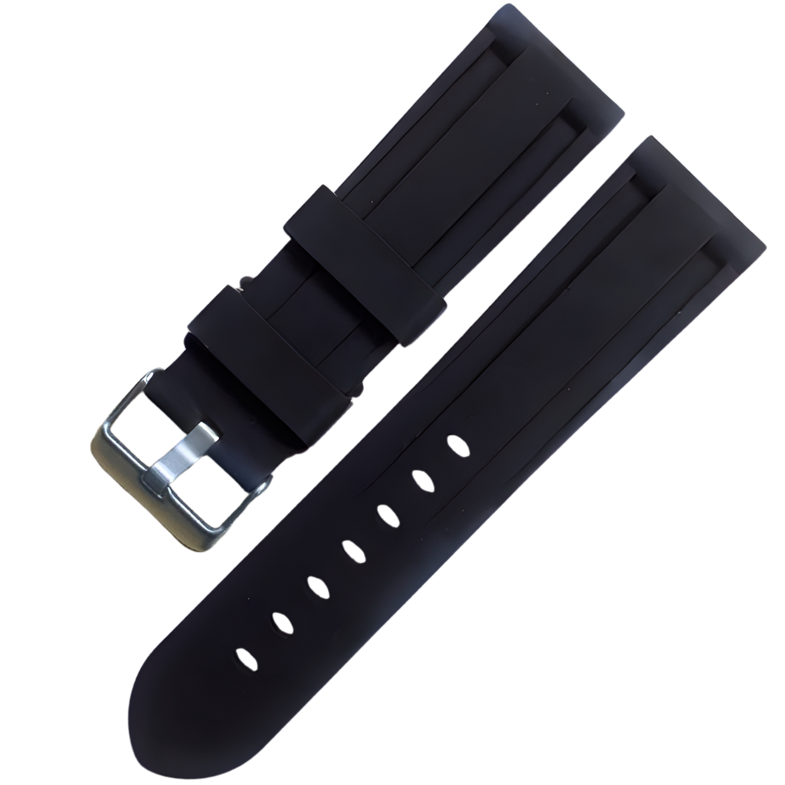 Panerai-Style 20mm Silicone Watch Band - Black Comfortable & Durable