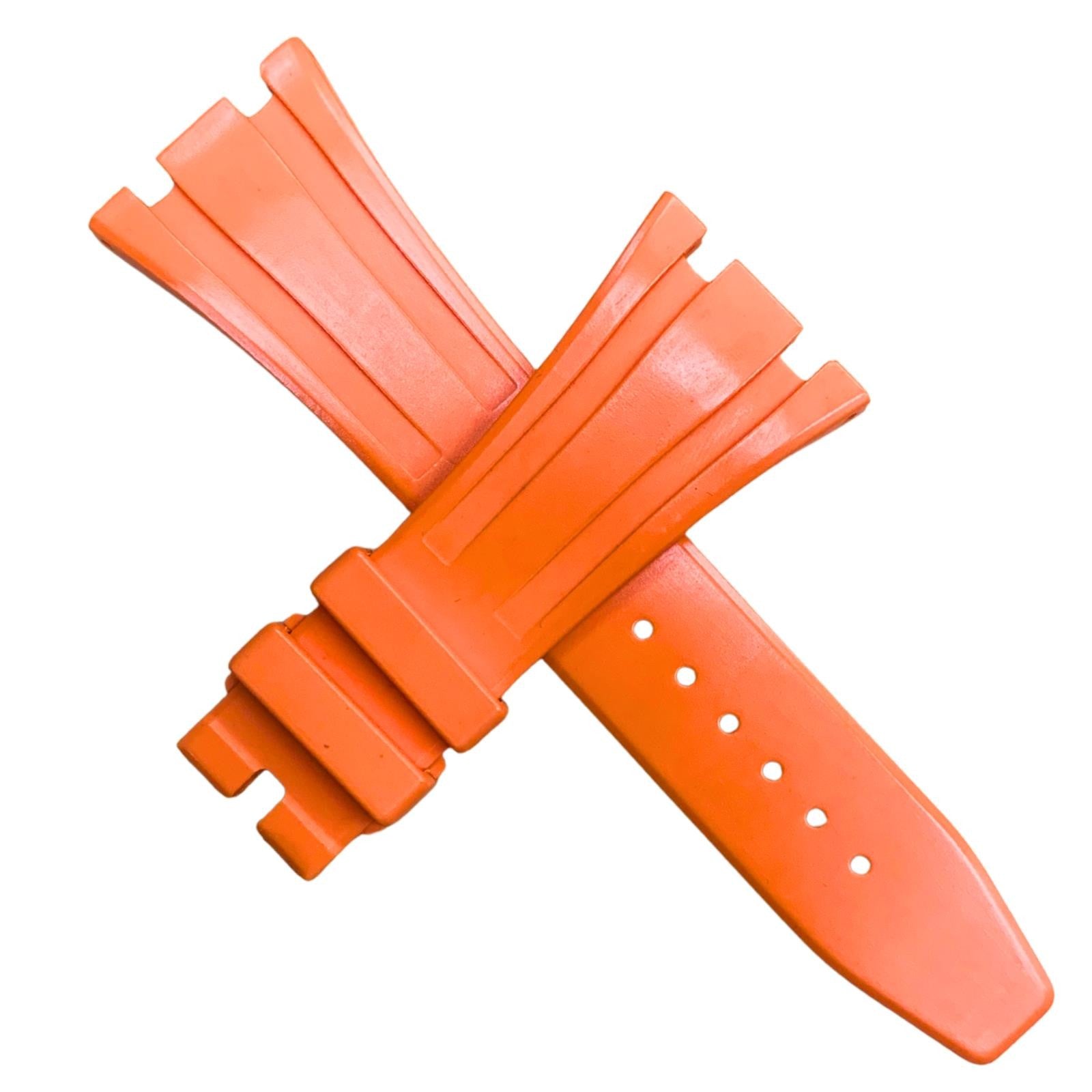 High-Quality Bright Orange Rubber Watch Band – 27mm for AP Watches | No Buckle