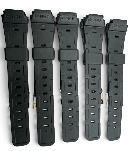 5PC 18MM PVC Rubber Classic Black Watch Band fit Casio G-Shock and Other ``