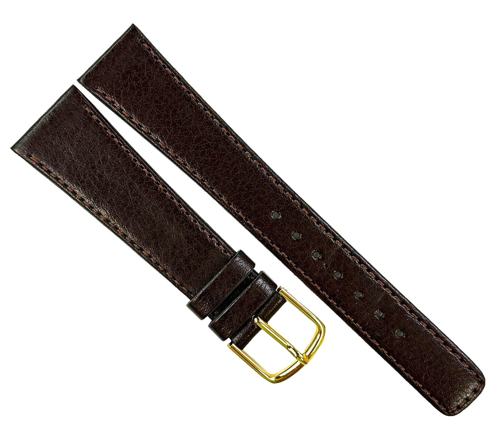 Watch Band Plain Dark Brown Genuine Leather  Flat Stitched 20mm (lot of 6 bands)