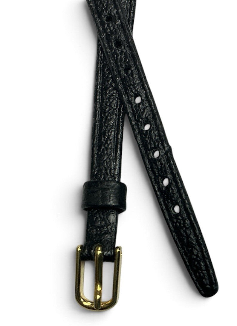 New Hirsch-SADDLE Black Saddle Leather Watch Band 8mm Gold Buckle