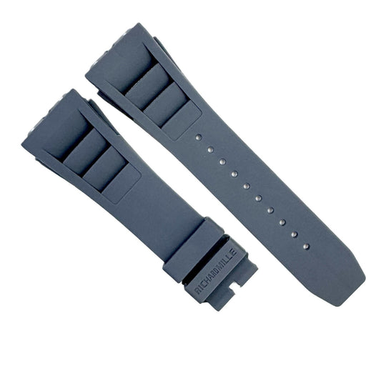 20mm Gray Color Rubber Watch Band for Richard Mille 11L, Screw-Type Strap