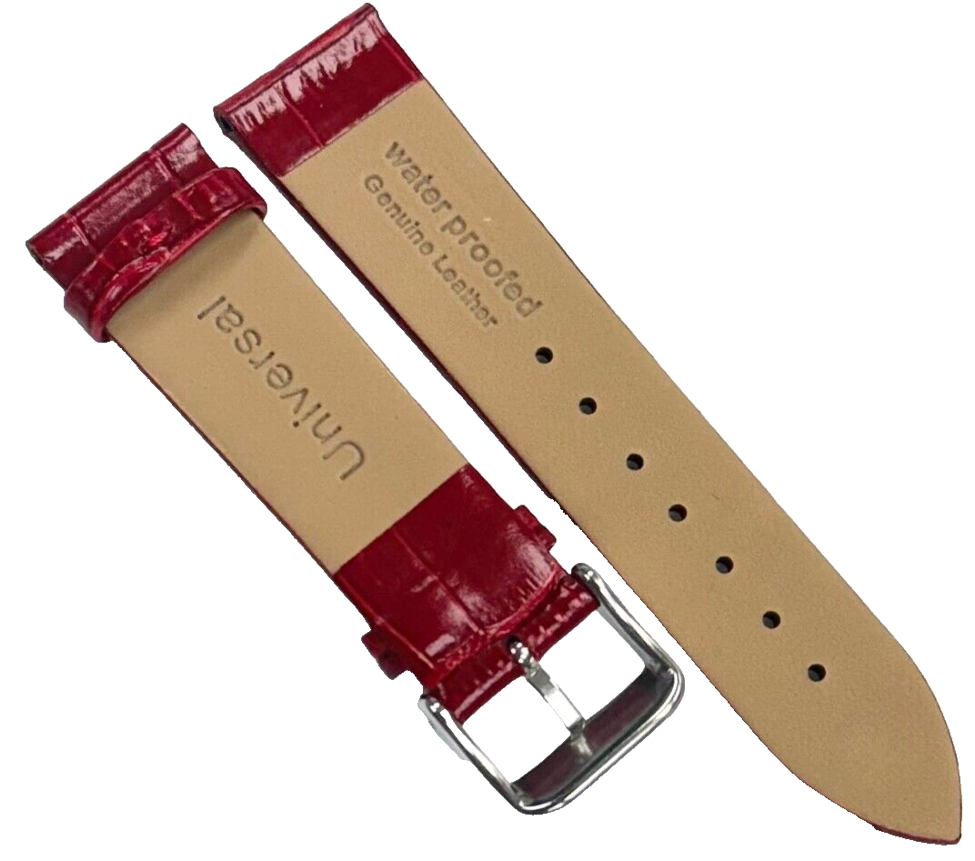 New Watch Band D.Red Genuine Leather Alligator Grain (Flat, Short) 20x16MM