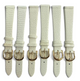 (set of 6) 13mm white color Genuine Leather Lizard Grain Watch Band Strap