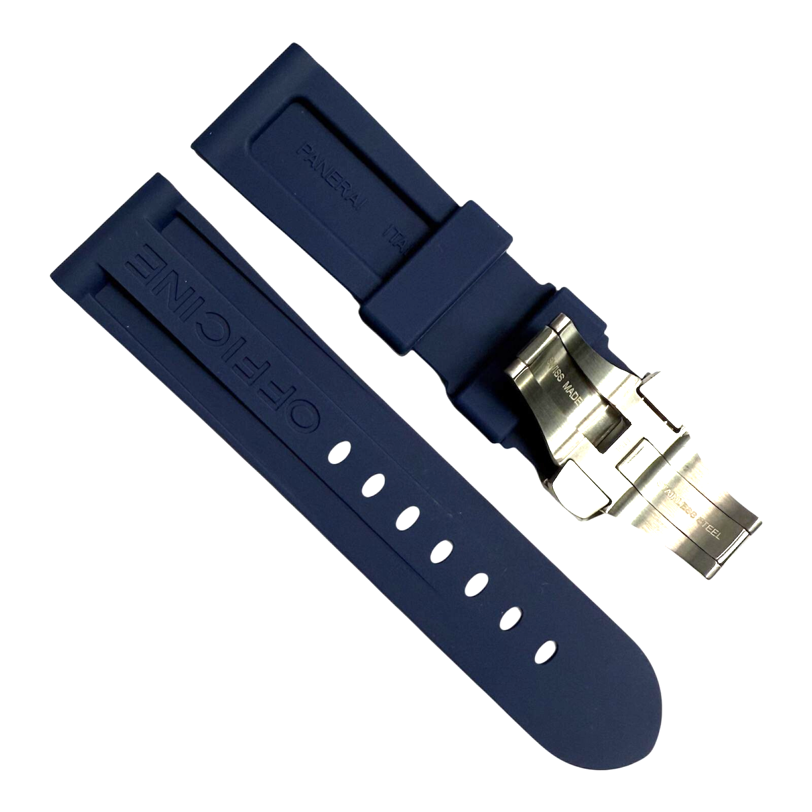 New Watch Band 24mm Rubber Strap Blue Color for PANERAI OFFICIAL