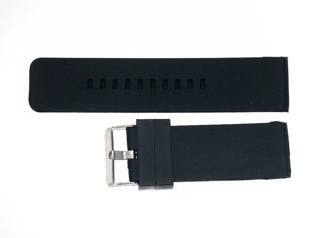 26 MM Black color Silicone watch band silver buckle with free spring bars