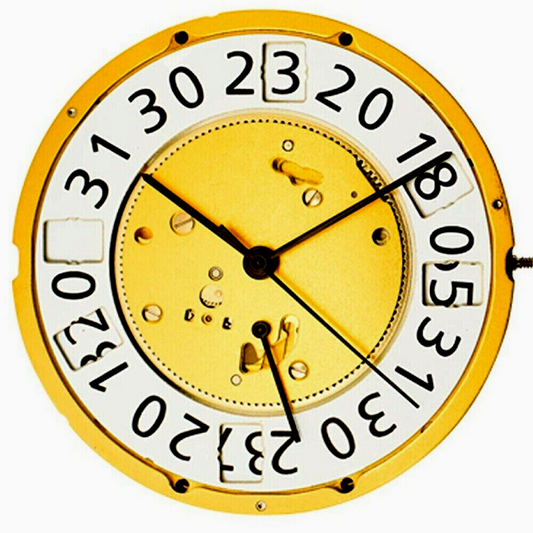 Ronda Quartz Watch Movement 7003L, 3Hand Big Date at 12 Retro at 6