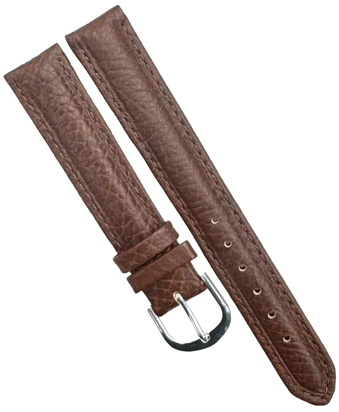 WATCH BAND BROWN GENUINE LEATHER PADDED,STITCHED 16MM (Best Quality)