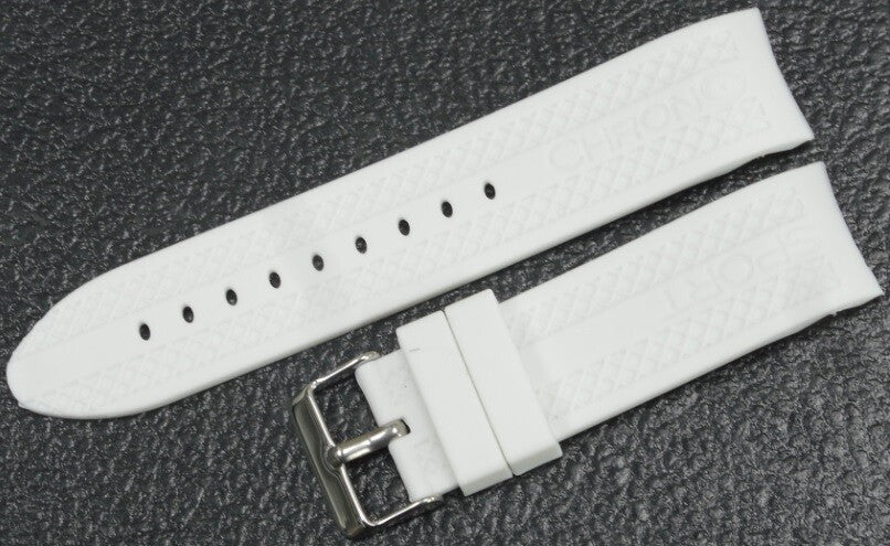 CURVED END SILICONE WATCH BAND, RUBBER STRAP 22MM