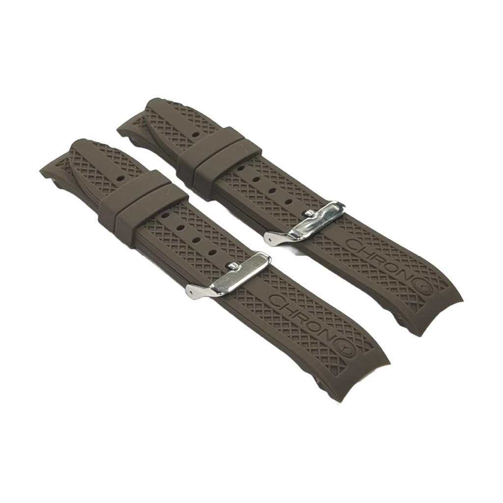 CURVED END RUGGED TEXTURED SOFT RUBBER SILICONE SPORT WATCH BAND 22MM