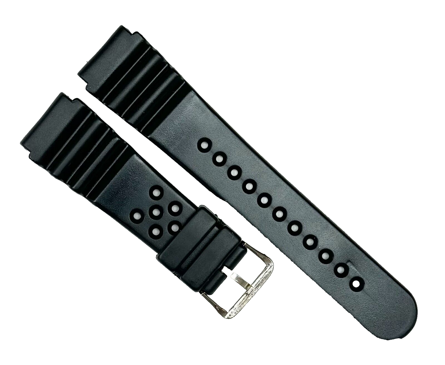 22MM PVC RESIN Black Regular Watch Band Replacement for CASIO Watches & Others