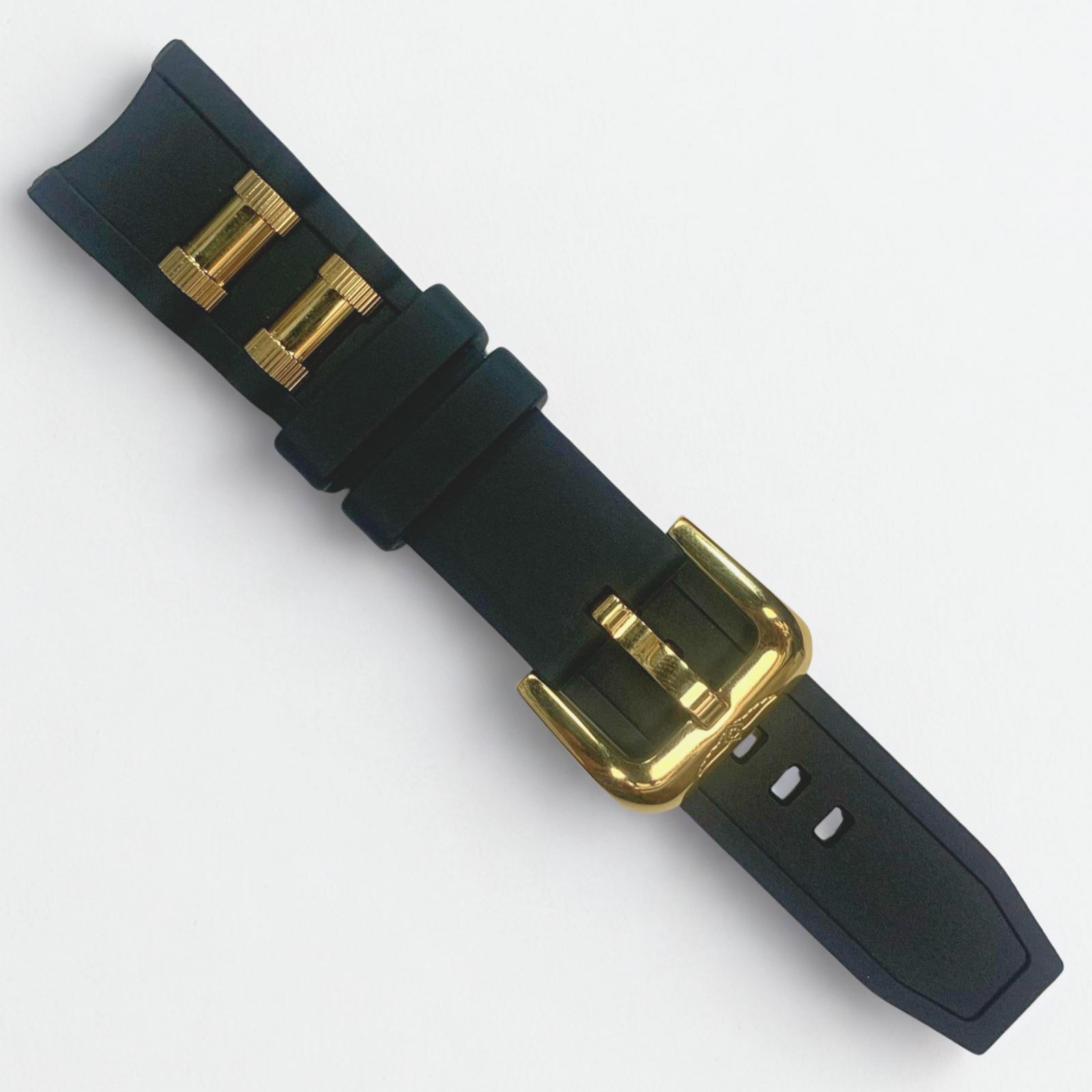 22mm Watch Band - Gold Buckle | For Invicta Russian Diver 1813 - Silicone Black