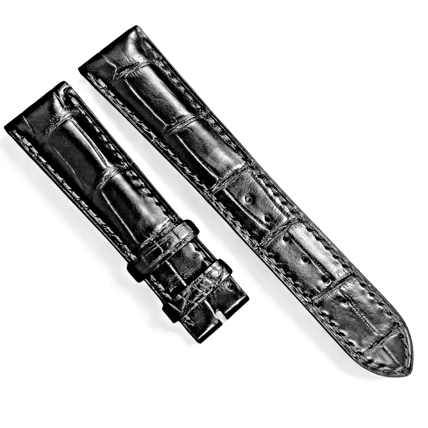 OEM Patek Philippe Black Alligator Leather Watch Band - 18mm x 14mm