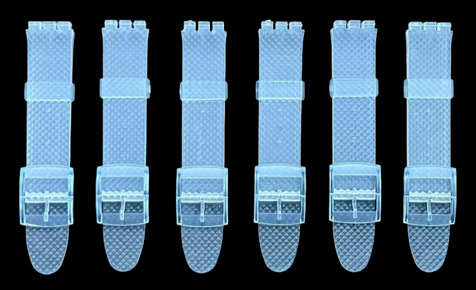 Swatch Replacement Plastic PVC Watch Band Diamond Textured without Pins 17mm