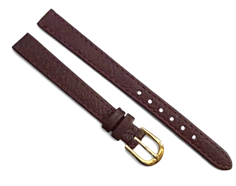 set of 6 Genuine Leather Band 10mm Flat Leather Watch Strap BURGUNDY/Gold Buckle