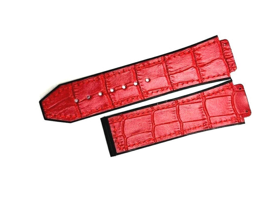 ALLIGATOR GRAIN LEATHER RUBBER WATCH BAND FOR HUBLOT WATCHES OF SIZE 19X22MM