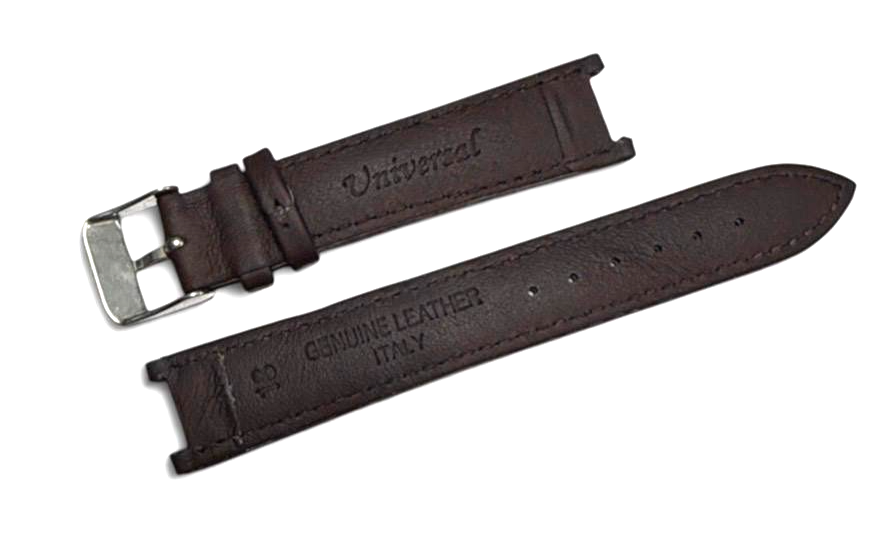 18 MM Plain Padded Brown Genuine Leather Watch Band with stitches