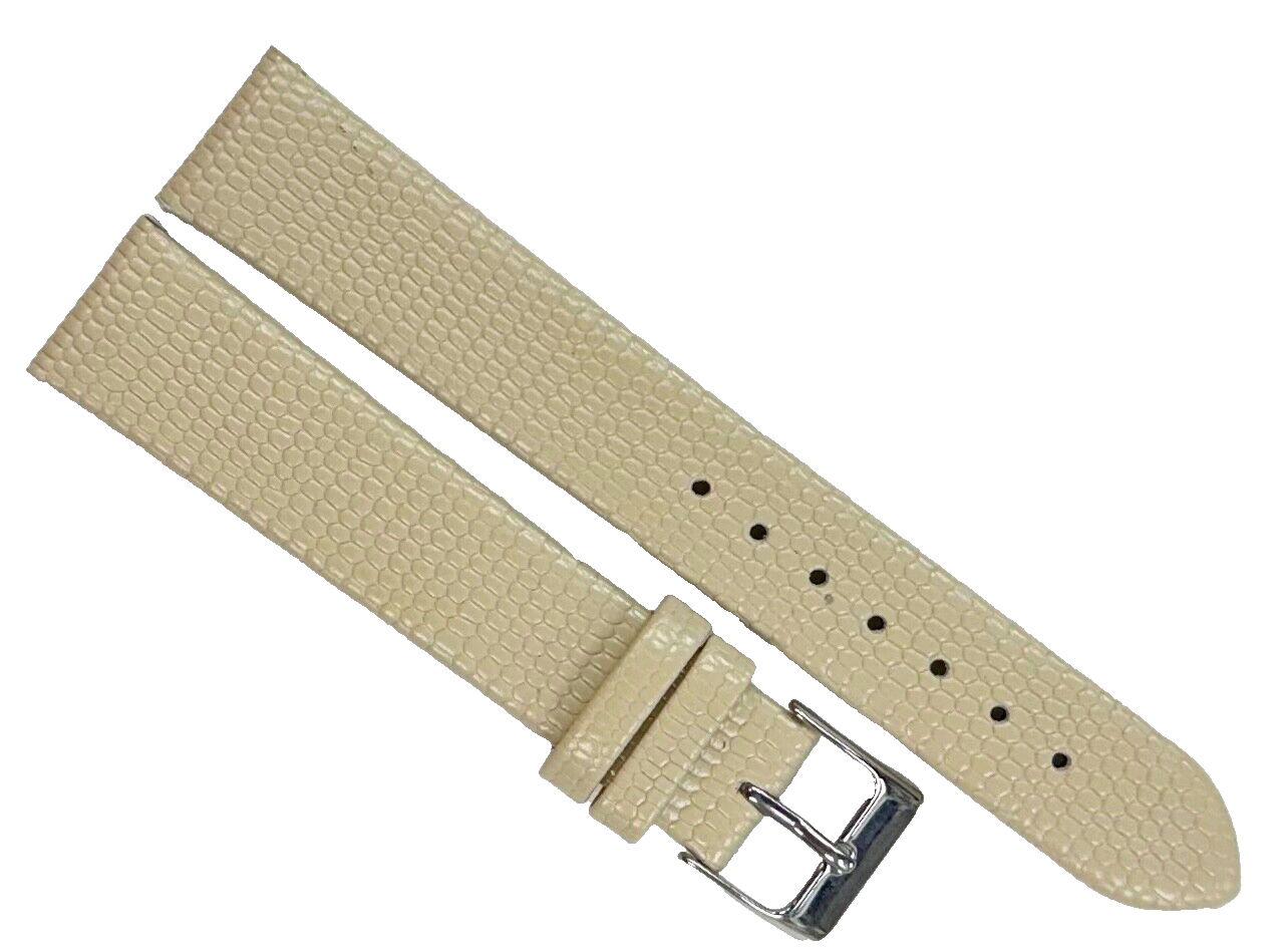 Watch Band Genuine Leather Beige Lizard Grain Flat 22x18MM (lot of 6 bands)