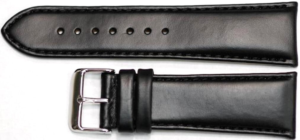 Watch Band Genuine Leather Black  Padded Grain 26mm