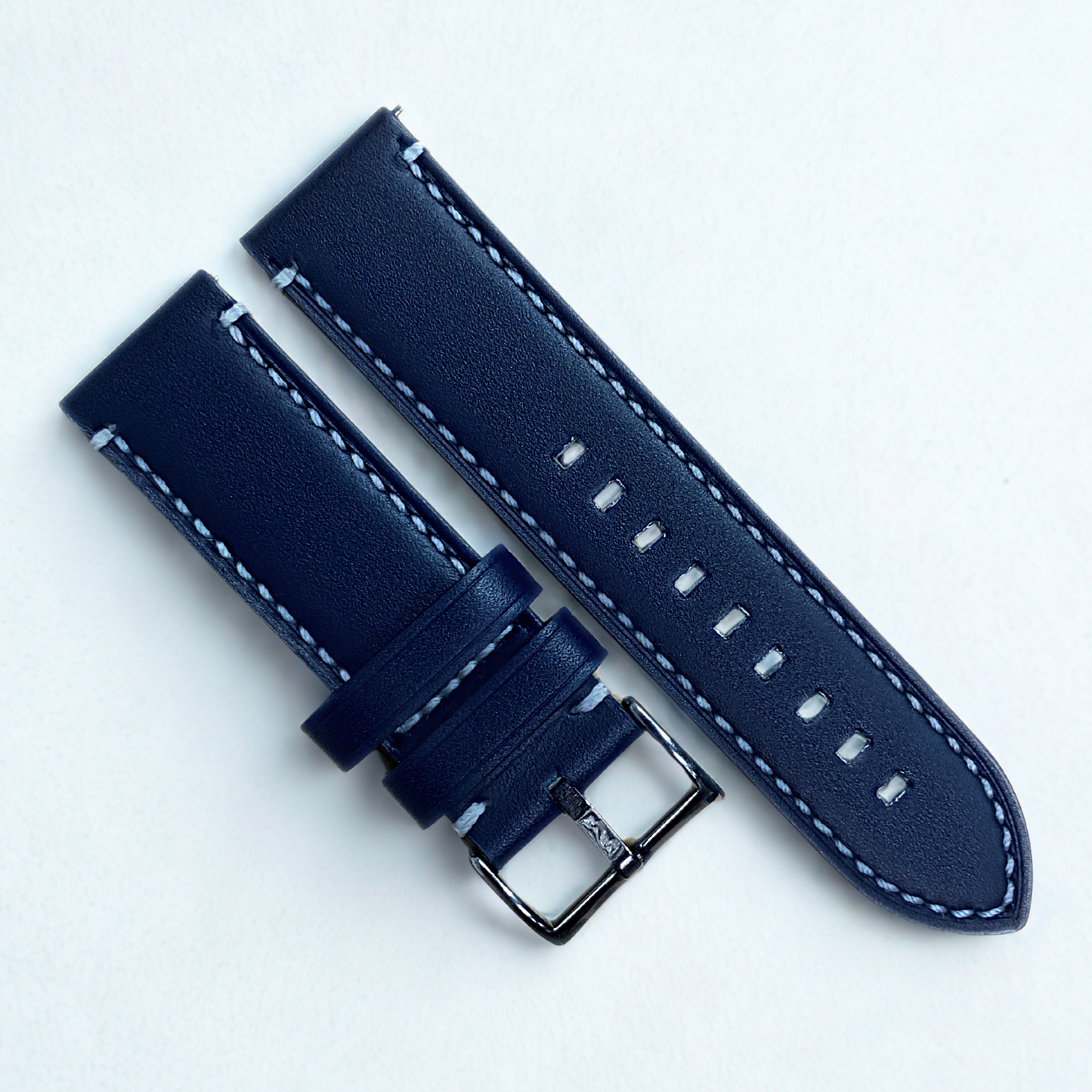 Top-Quality Genuine Leather Watch Band – Multiple Color w/ White Stitches