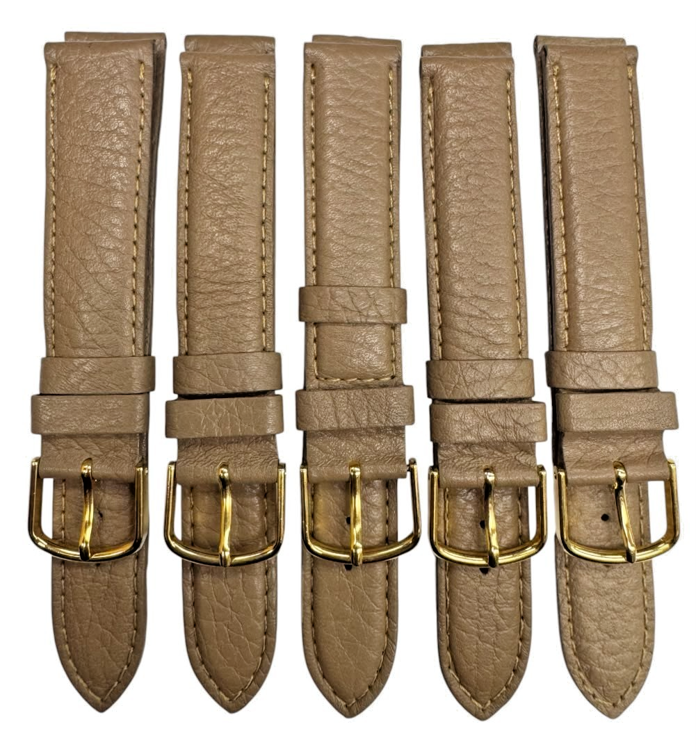 KREISLER Genuine Calfskin Brown Vintage Watch Band 16MM Gold-Tone Buckle