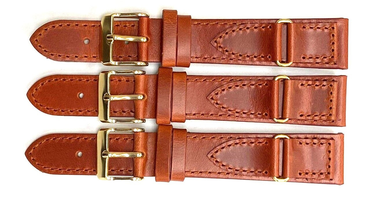 Watch Band Genuine Leather Plain With Stiches Of TAN Color Of Size 16,18,20mm