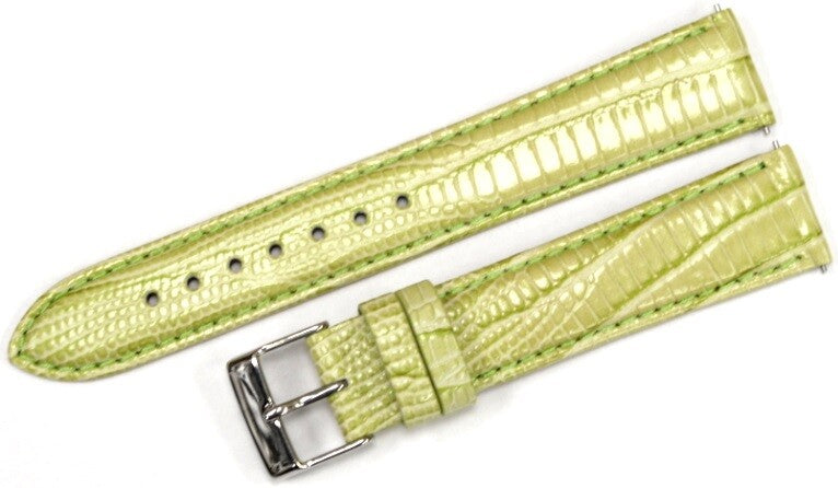 Watch Band Genuine Leather Lizard Grain Pink,Green 18mm Quick Release Pins