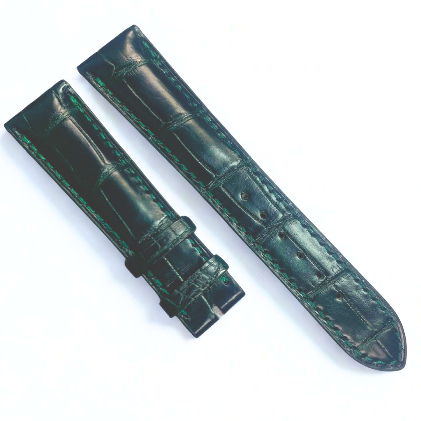 Genuine Quality Patek Philippe Green Leather Watch Band -21mm x 16mm | No Buckle