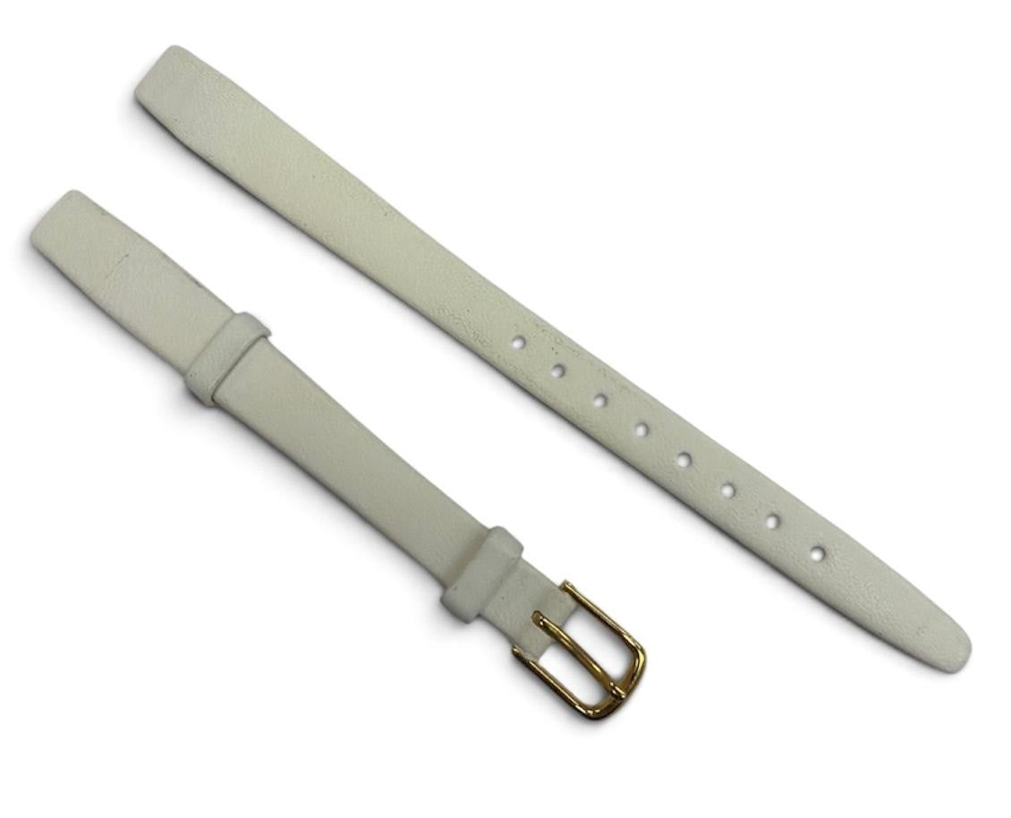 Hirsch black qualitycalf 10 MM open end leather watch band straps-white