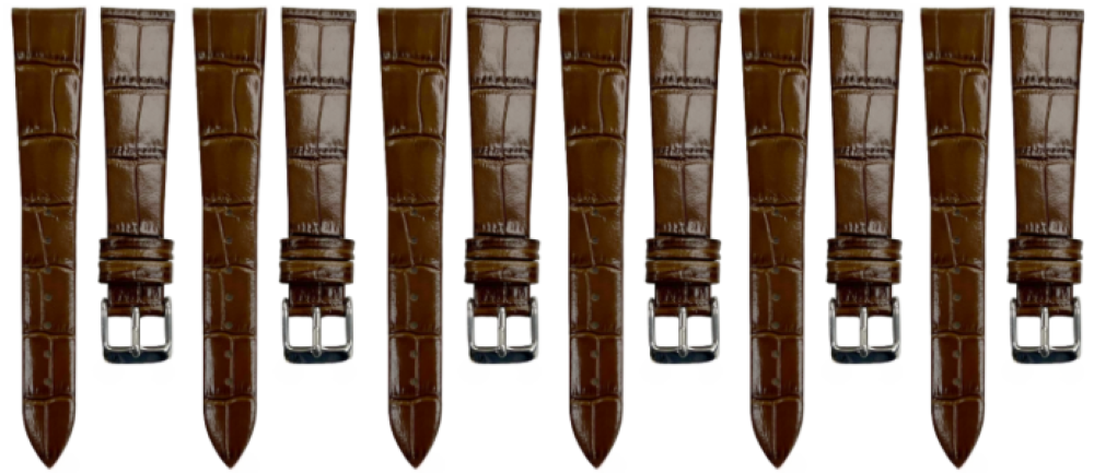 LOT of 6PCS Brown Leather Flat Unstitched Alligator Grain Watch Band Size 18MM