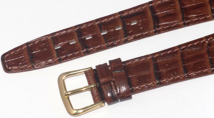 Watch Band Brown Genuine Leather Crocodile Grain Flat,Slim 12mm( A1 Quality)