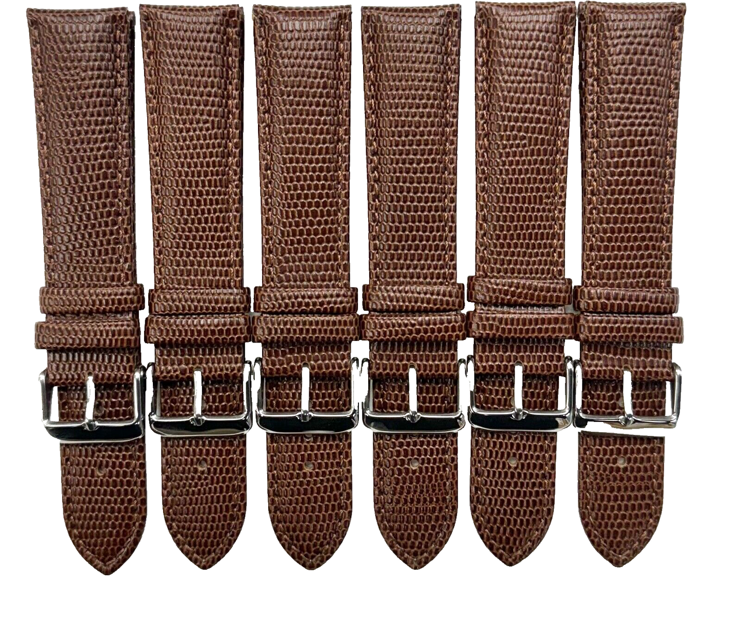 Best Quality Lot of 6 WATCH BAND BROWN GENUINE LEATHER LIZARD GRAIN 24MM XL